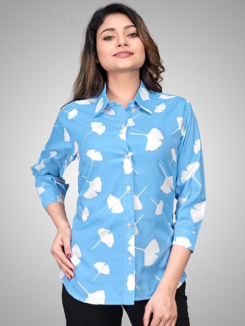 curved hem printed shirt - 18029045 - Very Small Image - 1