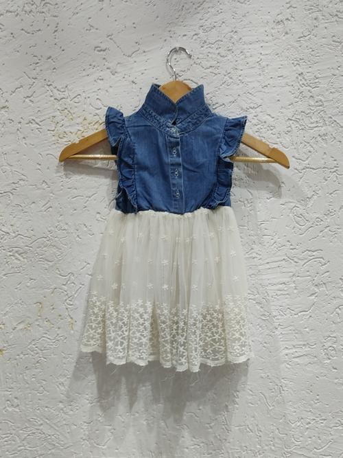 denim frock kids for girl - 18029843 - Very Small Image - 1