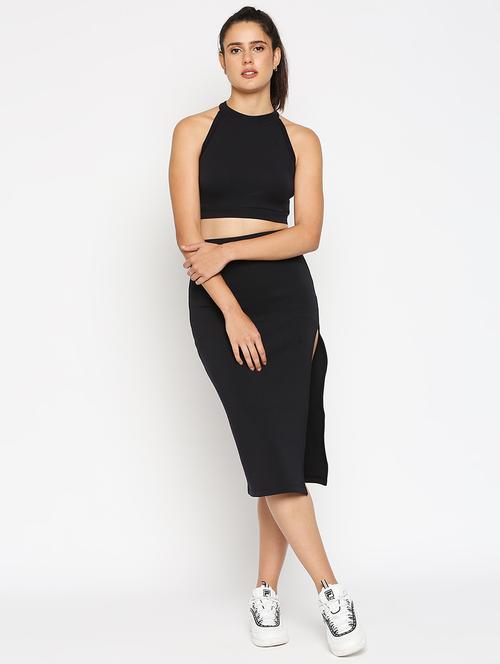 solid crop top with skirt set - 18030298 - Very Small Image - 1