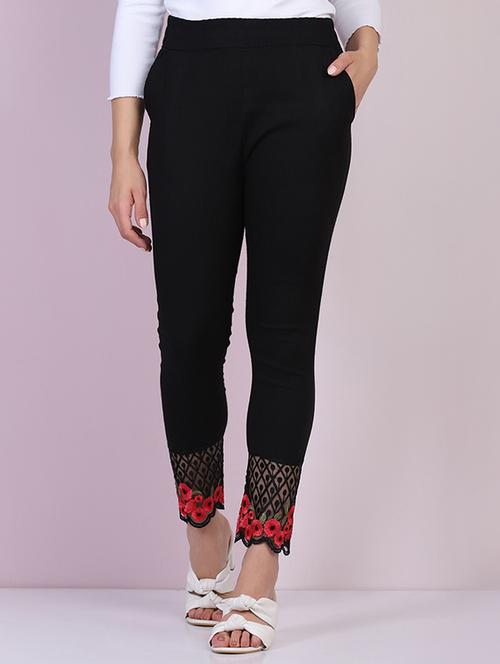 mid rise laced hem legging - 18030324 - Very Small Image - 1