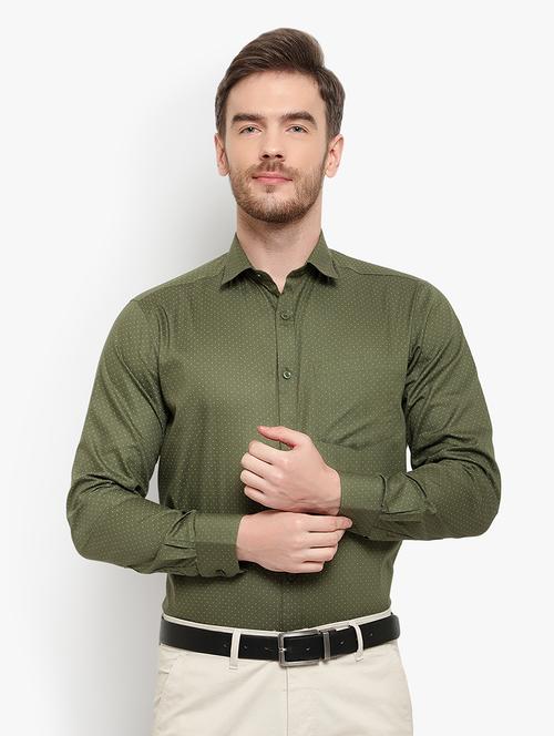 olive green solid formal shirt - 18030716 - Very Small Image - 1