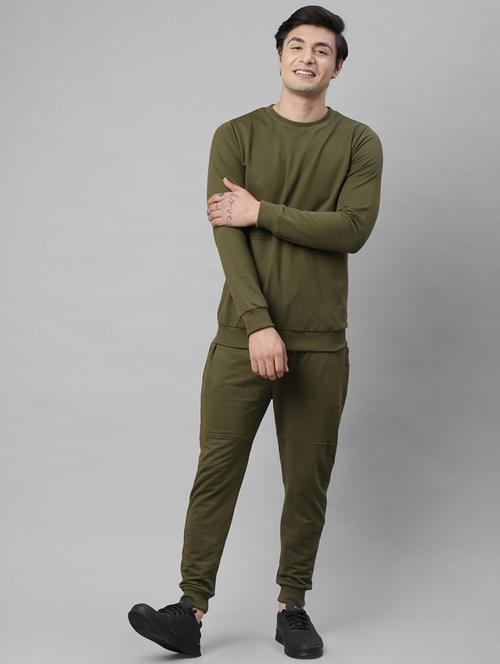 olive green solid track suit - 18030805 - Very Small Image - 1