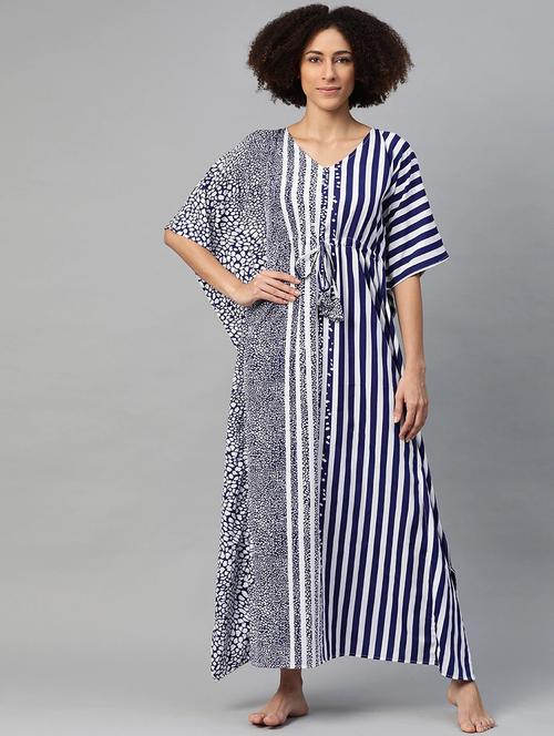 v-neck printed nightwear kimono - 18030943 - Very Small Image - 1