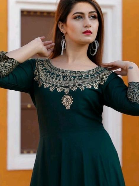 dark green colour cotton kurti - 18030989 - Very Small Image - 1