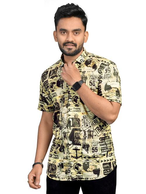 yellow printed casual shirt - 18031394 - Very Small Image - 1