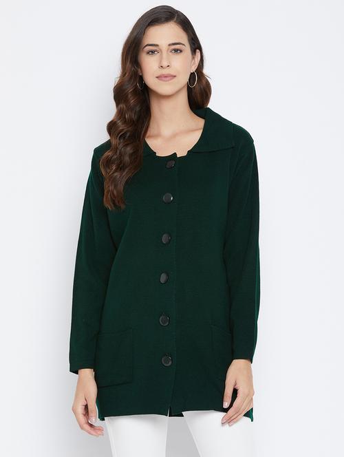 green solid wool cardigan - 18031520 - Very Small Image - 1