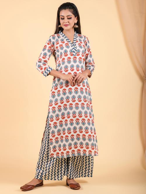 floral kurta paalzzo set - 18031659 - Very Small Image - 1