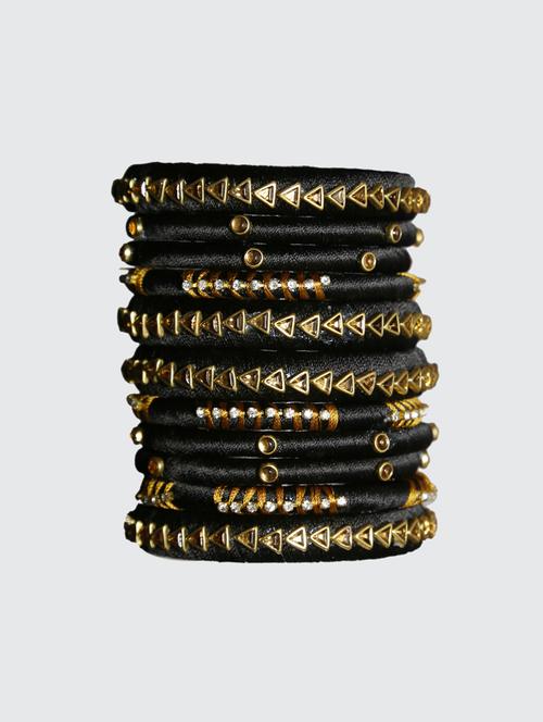 handmade silk thread black bangles set of 12 - 18031762 - Very Small Image - 1