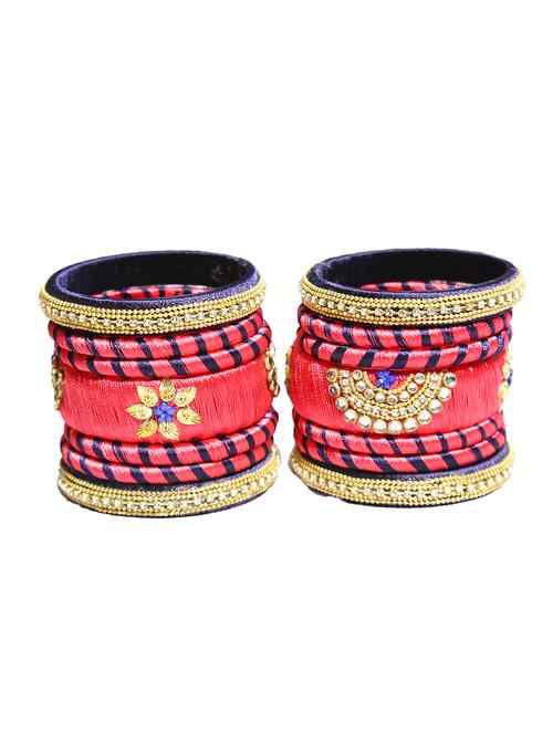 handmade silk thread pink & blue set of 14 - 18031787 - Very Small Image - 1