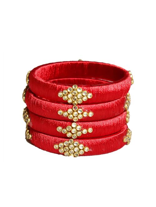 handmade silk thread red set of 4 - 18031803 - Very Small Image - 1