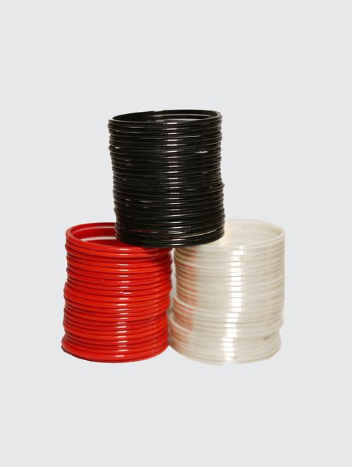plain glass red white black bangles set of 72 - 18031867 - Very Small Image - 1
