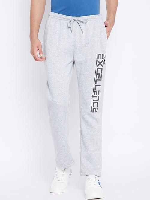 grey melange full length track pant - 18032224 - Very Small Image - 1