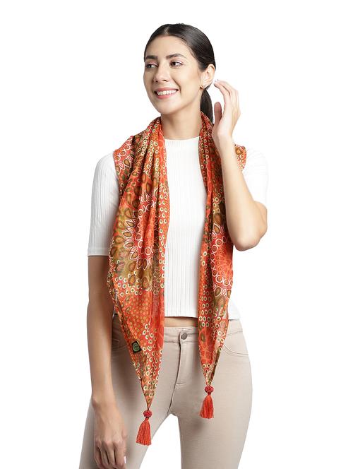 orange printed stole - 18032290 - Very Small Image - 1
