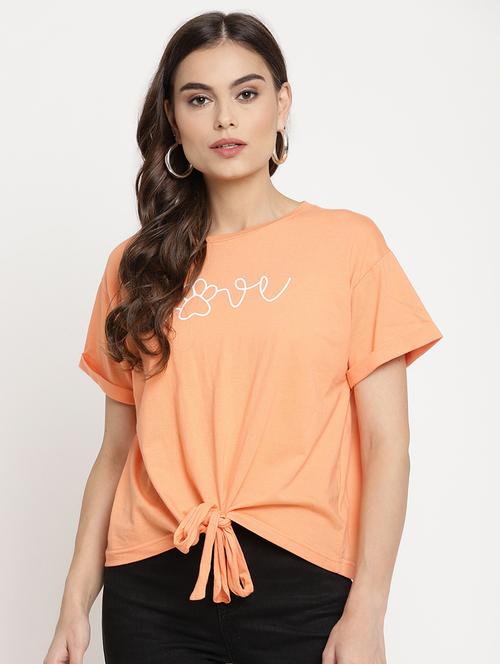 tie front printed tee - 18032337 - Very Small Image - 1