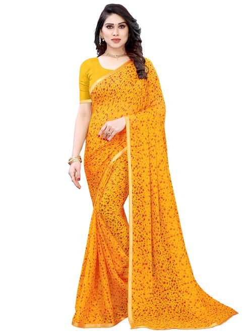floral printed saree with blouse - 18032526 - Very Small Image - 1