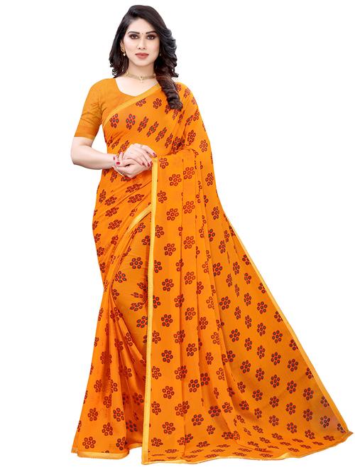 floral printed saree with blouse - 18032534 - Very Small Image - 1