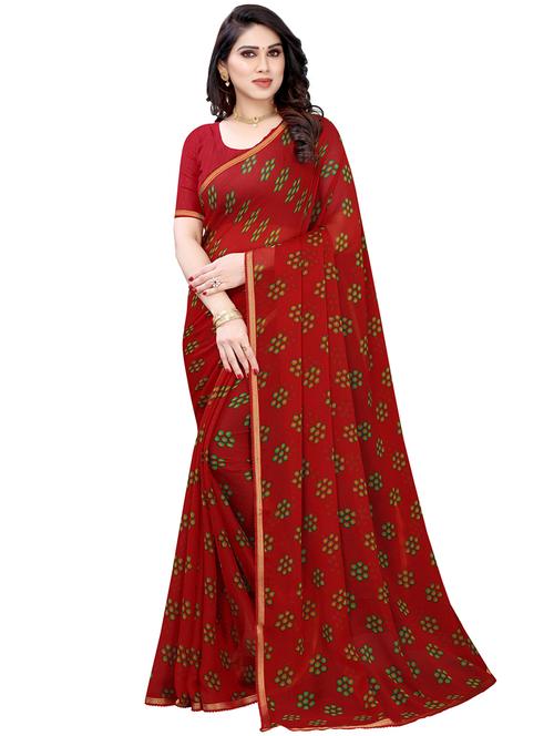 floral printed saree with blouse - 18032535 - Very Small Image - 1