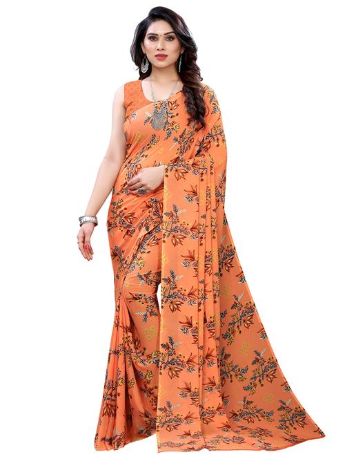 floral printed saree with blouse - 18032542 - Very Small Image - 1