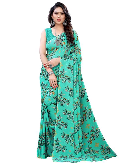 floral printed saree with blouse - 18032544 - Very Small Image - 1