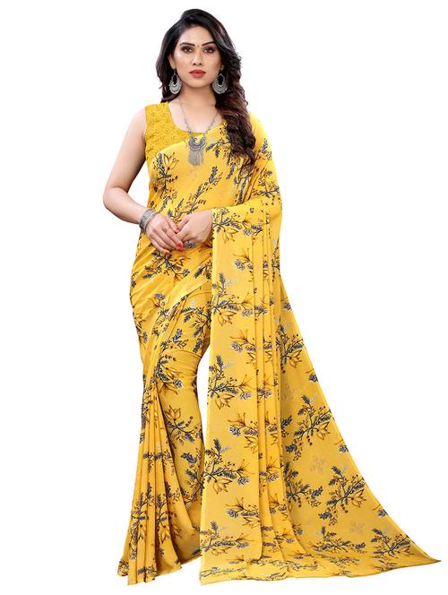 floral printed saree with blouse - 18032553 - Very Small Image - 1