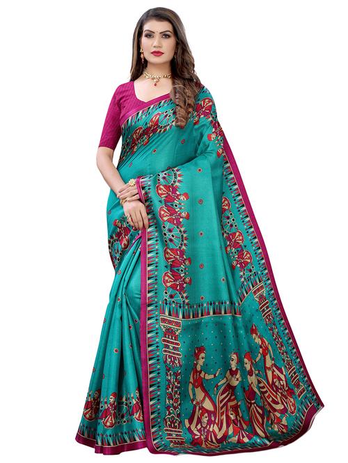 madhubani printed saree with blouse - 18032568 - Very Small Image - 1