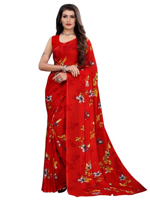 floral printed saree with blouse - 18032586 - Very Small Image - 1