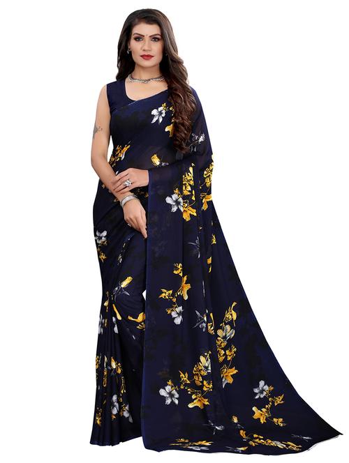 floral printed saree with blouse - 18032587 - Very Small Image - 1