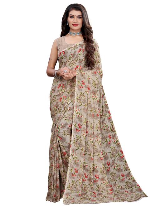 floral printed saree with blouse - 18032589 - Very Small Image - 1