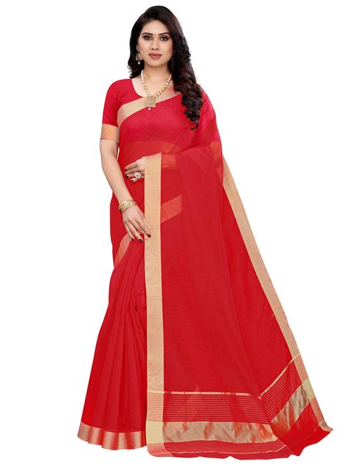 solid bordered saree with blouse - 18032601 - Very Small Image - 1