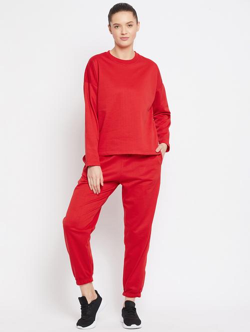 red solid track suit set - 18032662 - Very Small Image - 1