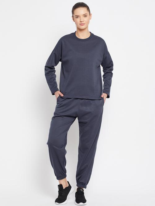 grey solid track suit set - 18032665 - Very Small Image - 1