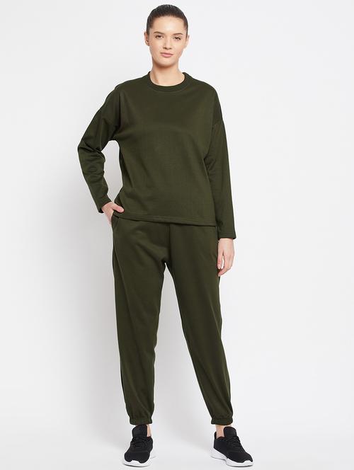 olive solid track suit set - 18032666 - Very Small Image - 1