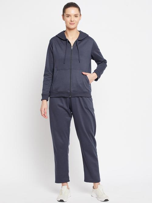 grey hooded solid track suit set - 18032668 - Very Small Image - 1