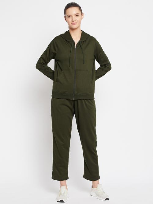 olive hooded solid track suit set - 18032669 - Very Small Image - 1