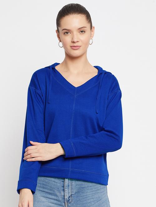 hooded neck solid sweatshirt - 18032677 - Very Small Image - 1