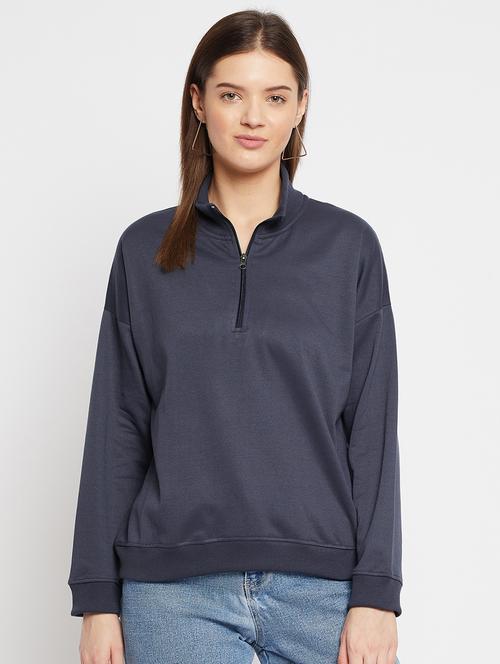 high neck solid sweatshirt - 18032682 - Very Small Image - 1