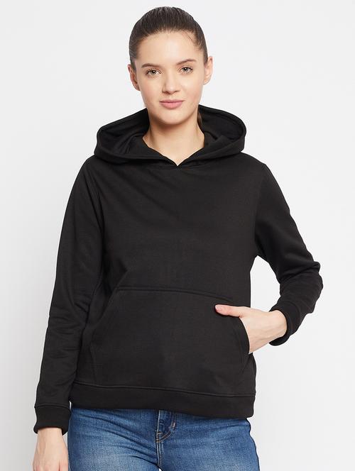 hooded neck solid sweatshirt - 18032692 - Very Small Image - 1