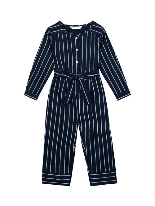 navy blue printed full leg jumpsuit - 18033095 - Very Small Image - 1