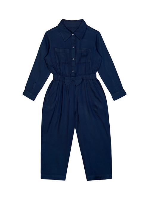 navy blue solid full leg jumpsuit - 18033096 - Very Small Image - 1