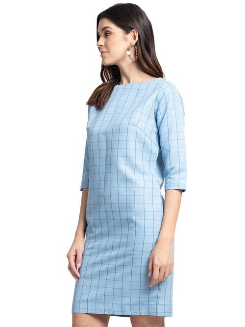 this sky blue check sheath dress - 18033324 - Very Small Image - 1