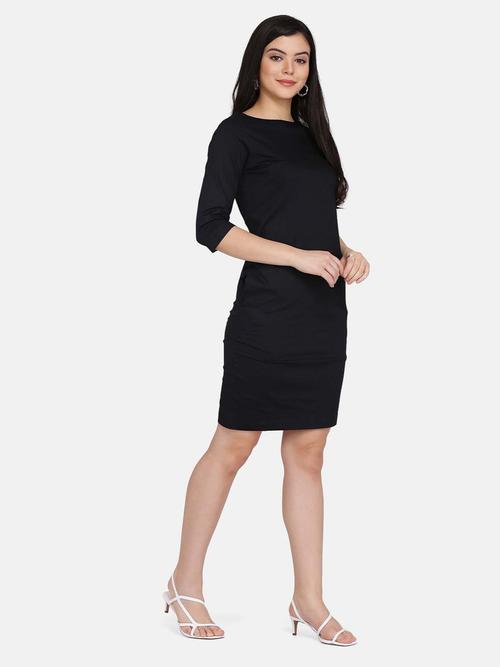 this black dress in cotton stretch - 18033330 - Very Small Image - 1
