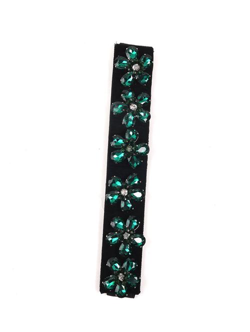 attractive black elasticated belt with green stones - 18033825 - Very Small Image - 1