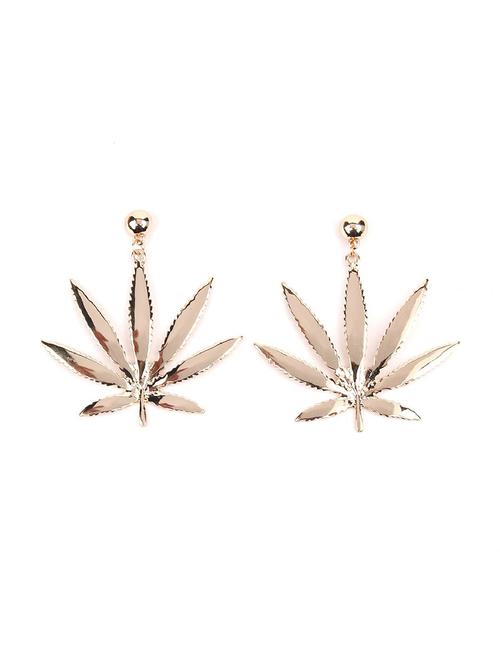 gold leaf shaped earring - 18034160 - Very Small Image - 1