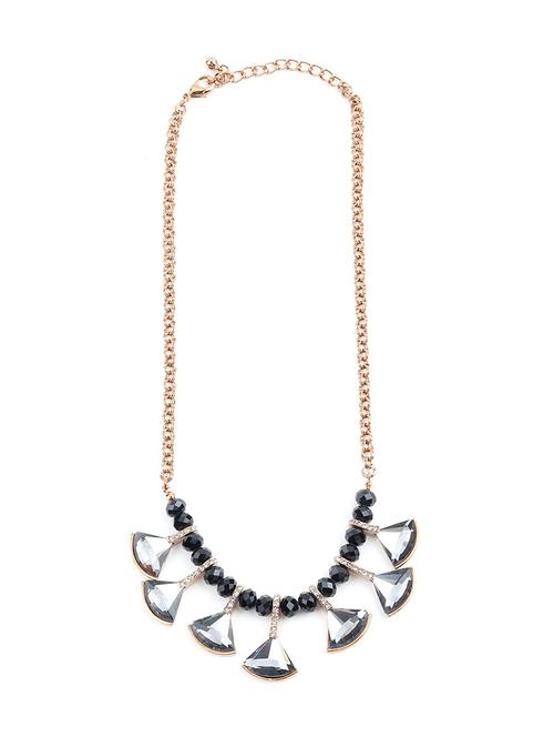 beaded black color necklace with grey stone droppings - 18034308 - Very Small Image - 1