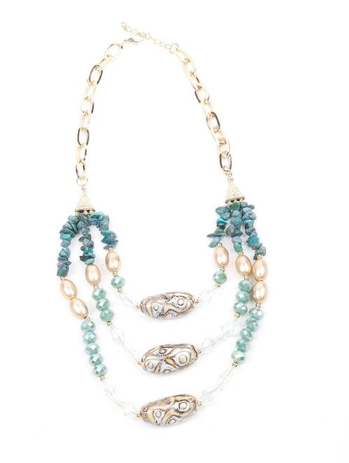 three-layered blue stone embellished necklace - 18034339 - Very Small Image - 1
