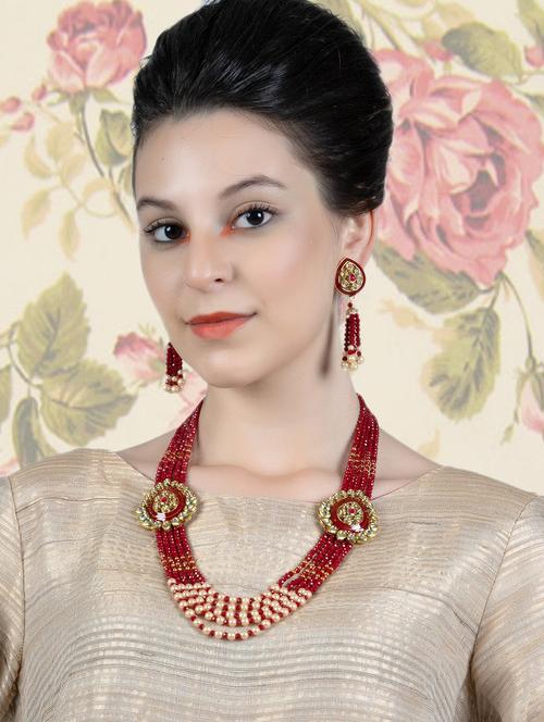 red crystal necklaces and earring - 18034381 - Very Small Image - 1