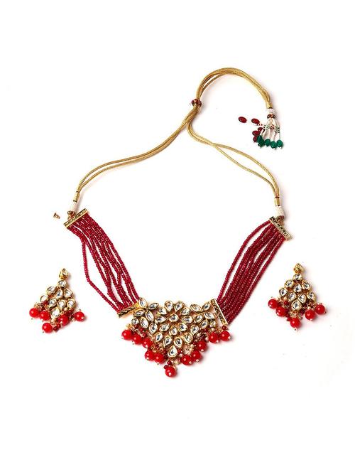 gold metal necklaces and earring - 18034660 - Very Small Image - 1