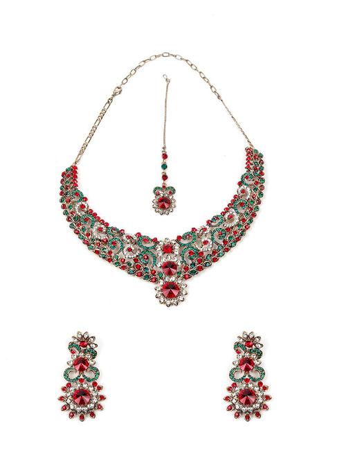 red metal necklaces and earring - 18034666 - Very Small Image - 1