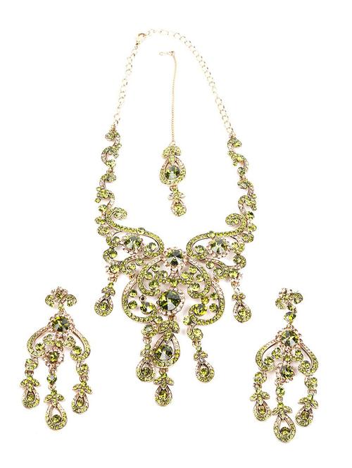 green metal necklaces and earring - 18034672 - Very Small Image - 1