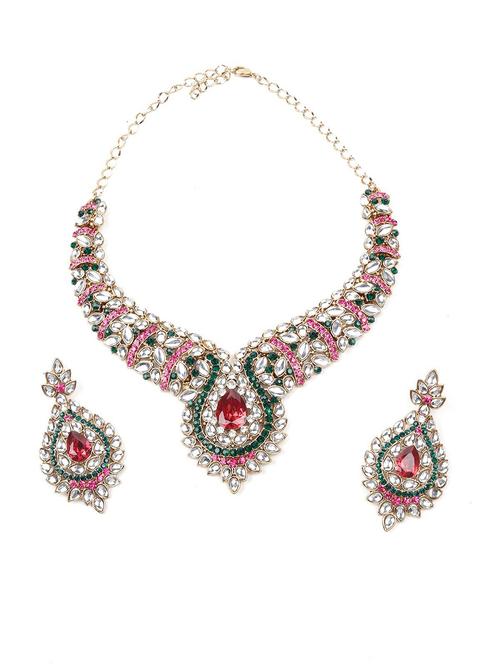 green metal necklaces and earring - 18034674 - Very Small Image - 1